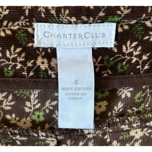 Charter Club Size 6 100% Cotton Corduroy Ditzy Floral Print Pleated Midi Skirt - Picture 6 of 6